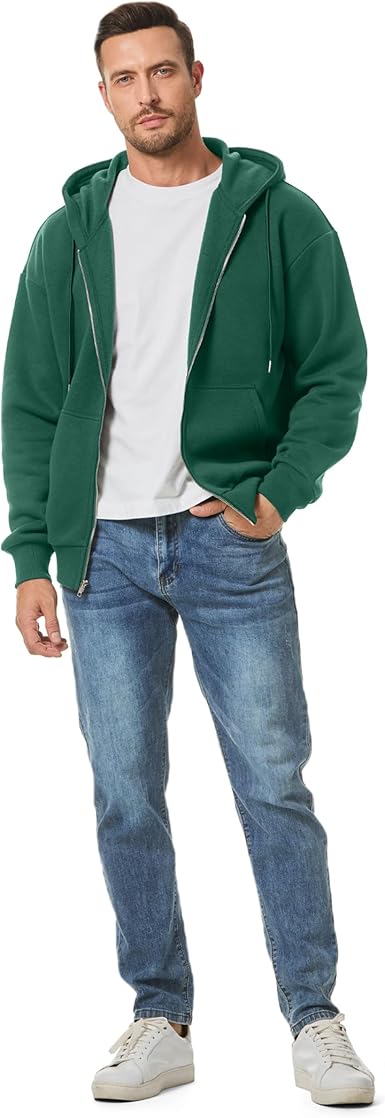 Mens Full Zip Casual Cotton Hooded - Image 3