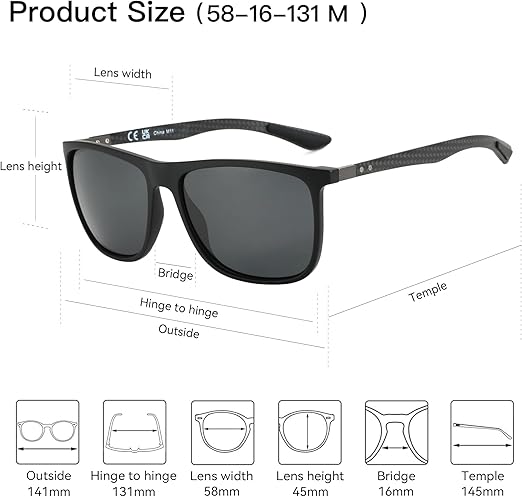 Square Polarized Sunglasses for Men Ultralight - Image 3